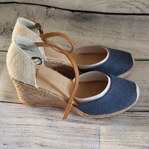 NWOT White Mountain Mamba Espadrille Wedge Sandal in Denim Blue